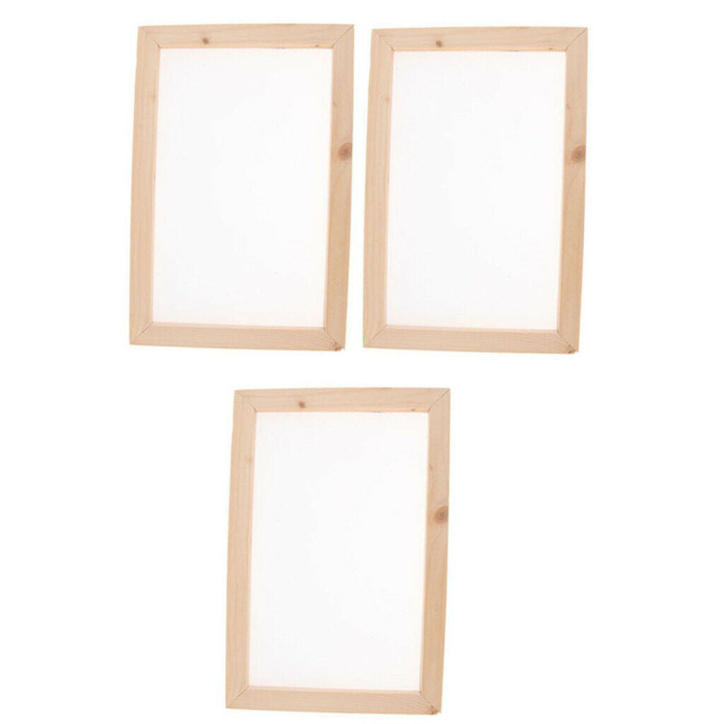 3 Set Wooden Paper Making Mould Frame Papermaking Screen for DIY Kids Craft