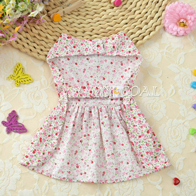 Pet Dog Dress Skirt Cat Bow Princess Clothes Apparel Female Costume Blue S