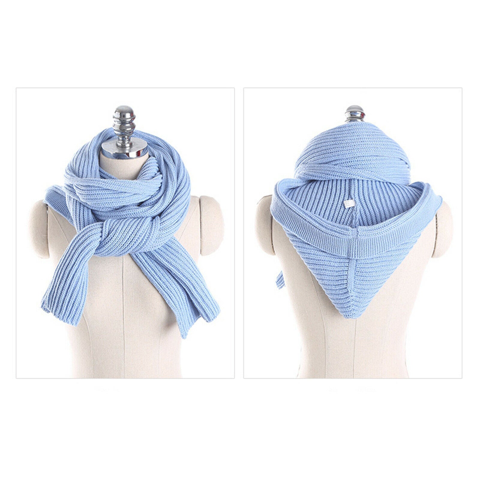 Women Winter Knit Hooded Scarf Winter Autumn Pullover Headscarf Hoodie Hat
