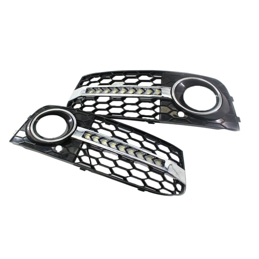 Car Front Bumper Fog Light Lamp Grill Grille Cover for Audi A4 B8 09-11