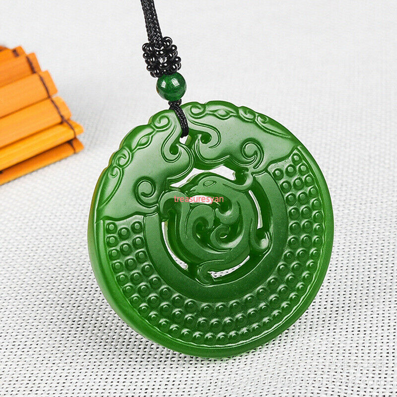 Exquisite double-sided carved dragon and phoenix Chengxiang jade pendant