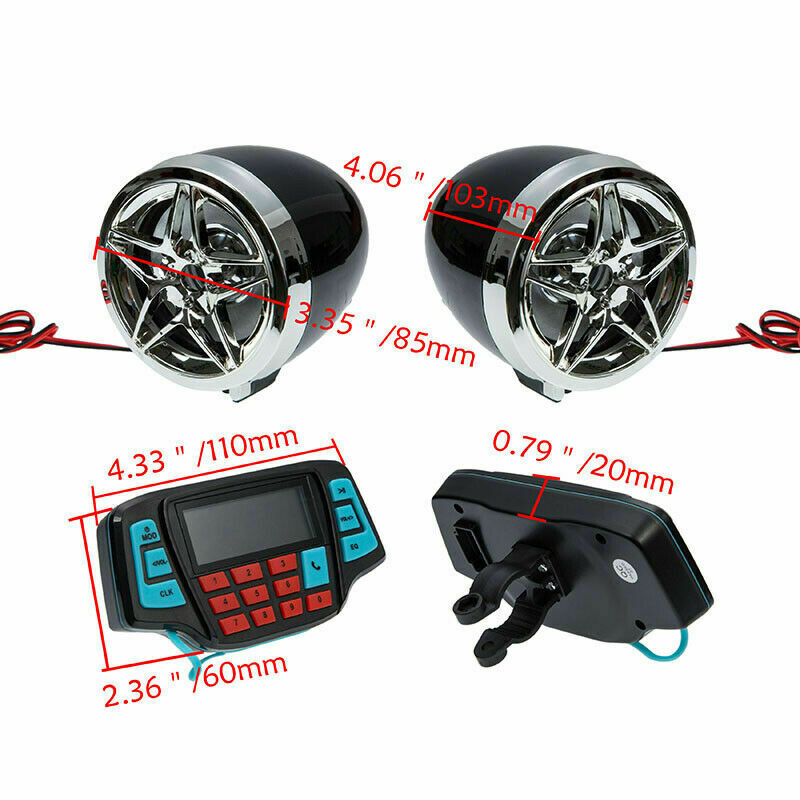 Motorcycle Bluetooth FM Audio MP3 Player Stereo Radio LCD Screen For Suzuki