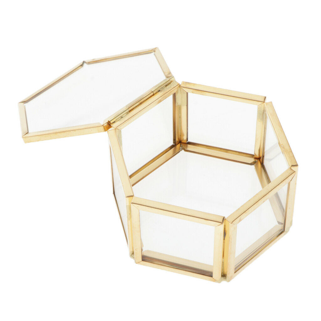 2X Glass Jewelry Organizer Display Case with Lid Plants Flower Holder Terrarium