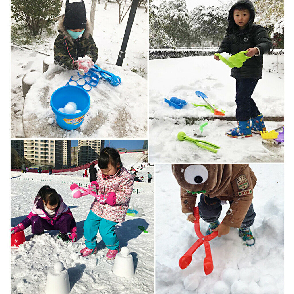 4 Pack Plastic Snowball Clip Tool Winter Fight for Children Adults Green