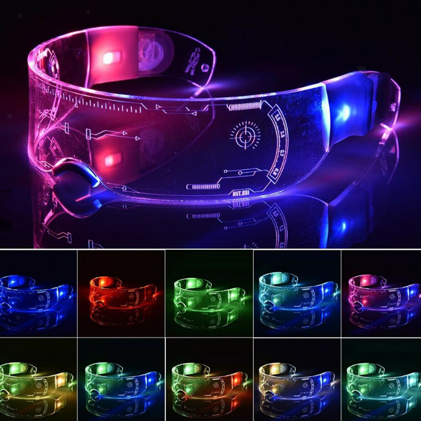 LED Visor Glasses Light Up Glow Sunglasses Eyewear Shades for Nightclub Party