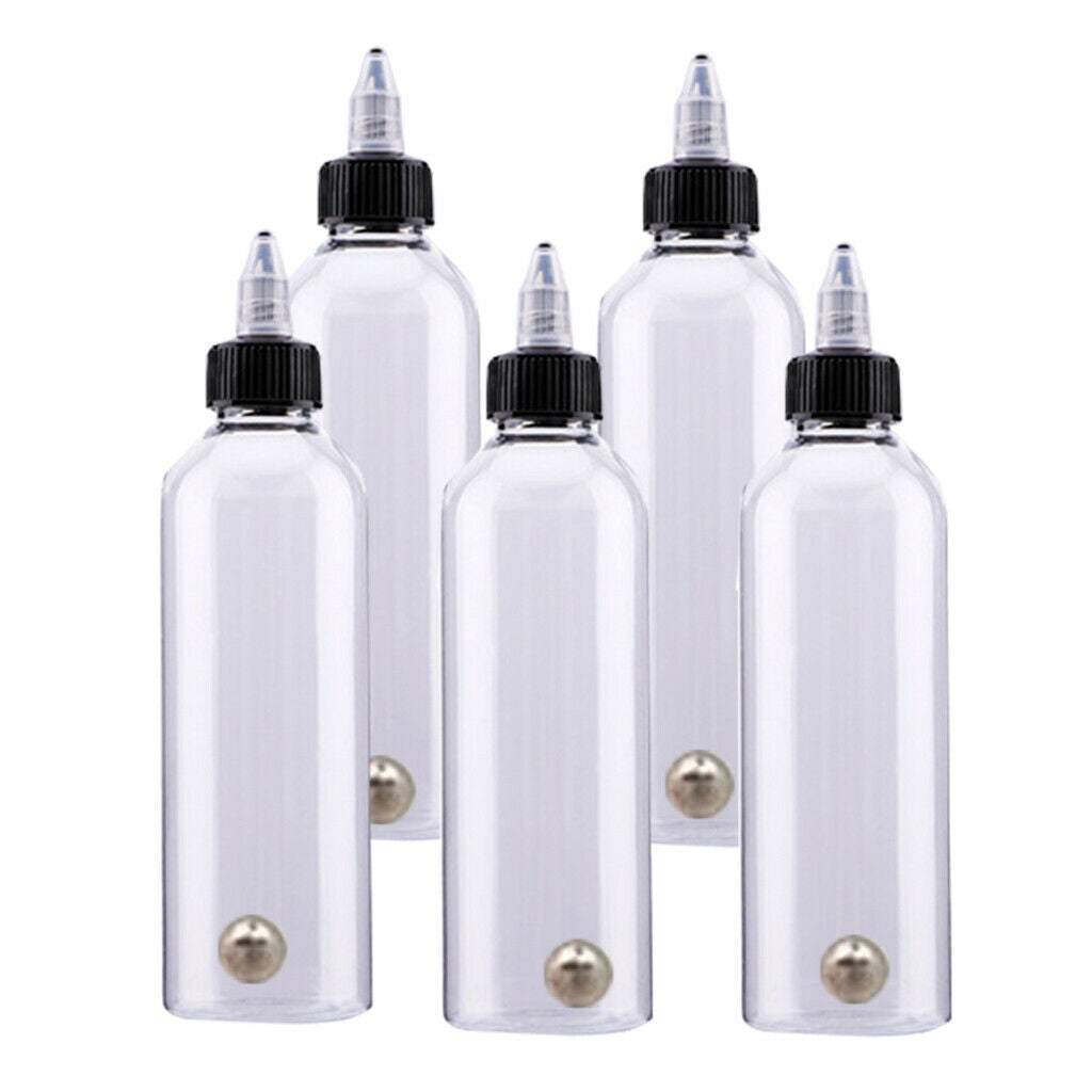 5Pcs KD001 Clear Tattoo Airbrush Ink Empty Bottles Plastic Body Tattoo
