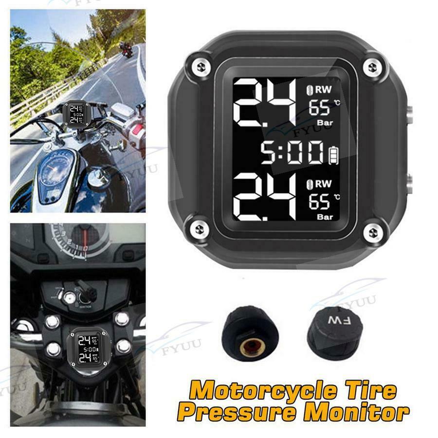 Motorcycle Digital Electric TPMS Tire Tyre Pressure Monitoring System +2 Sensors