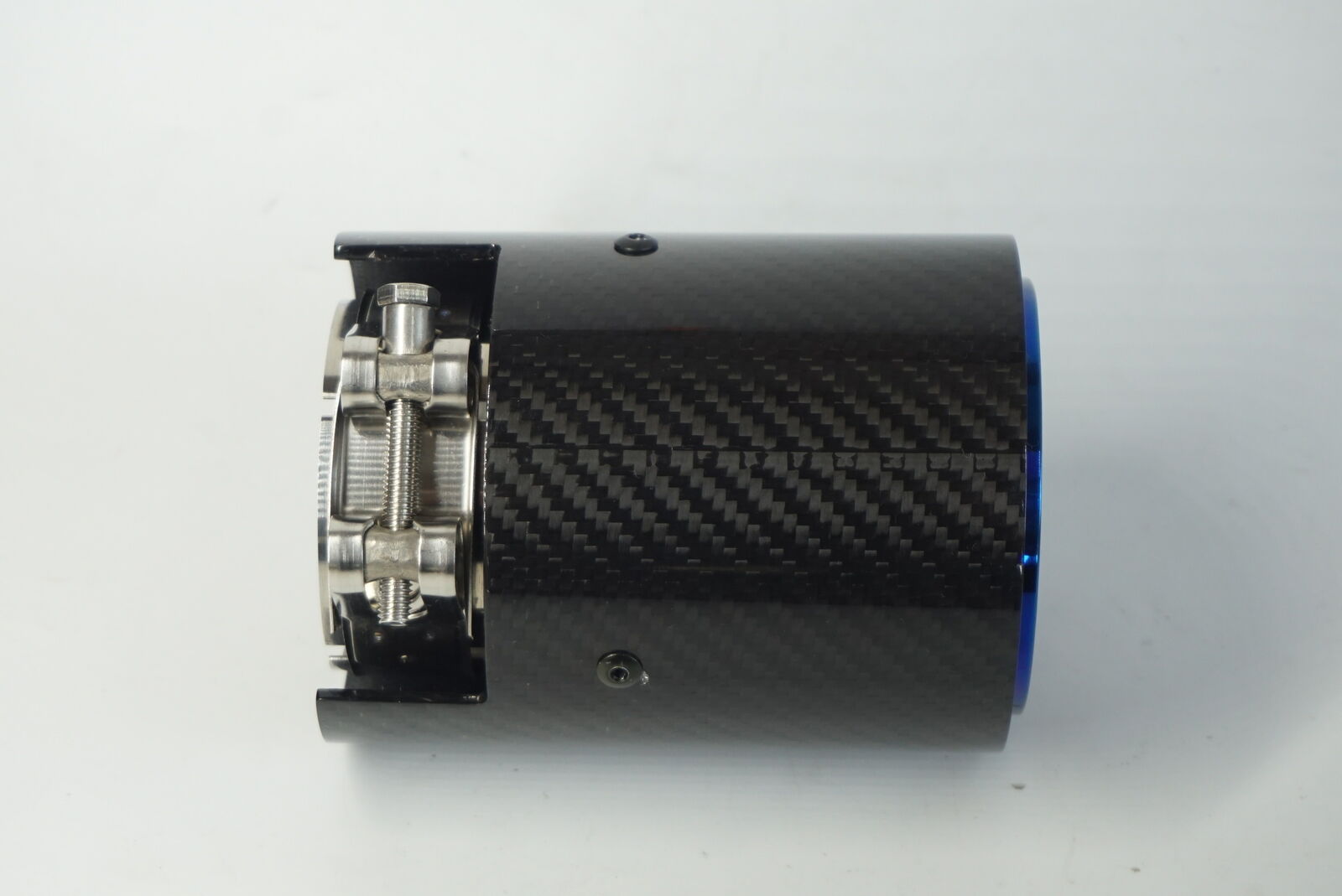 1X Carbon Fiber Exhaut tip Mufflers Glossy Carbon Style Parts Grilled Blue Style