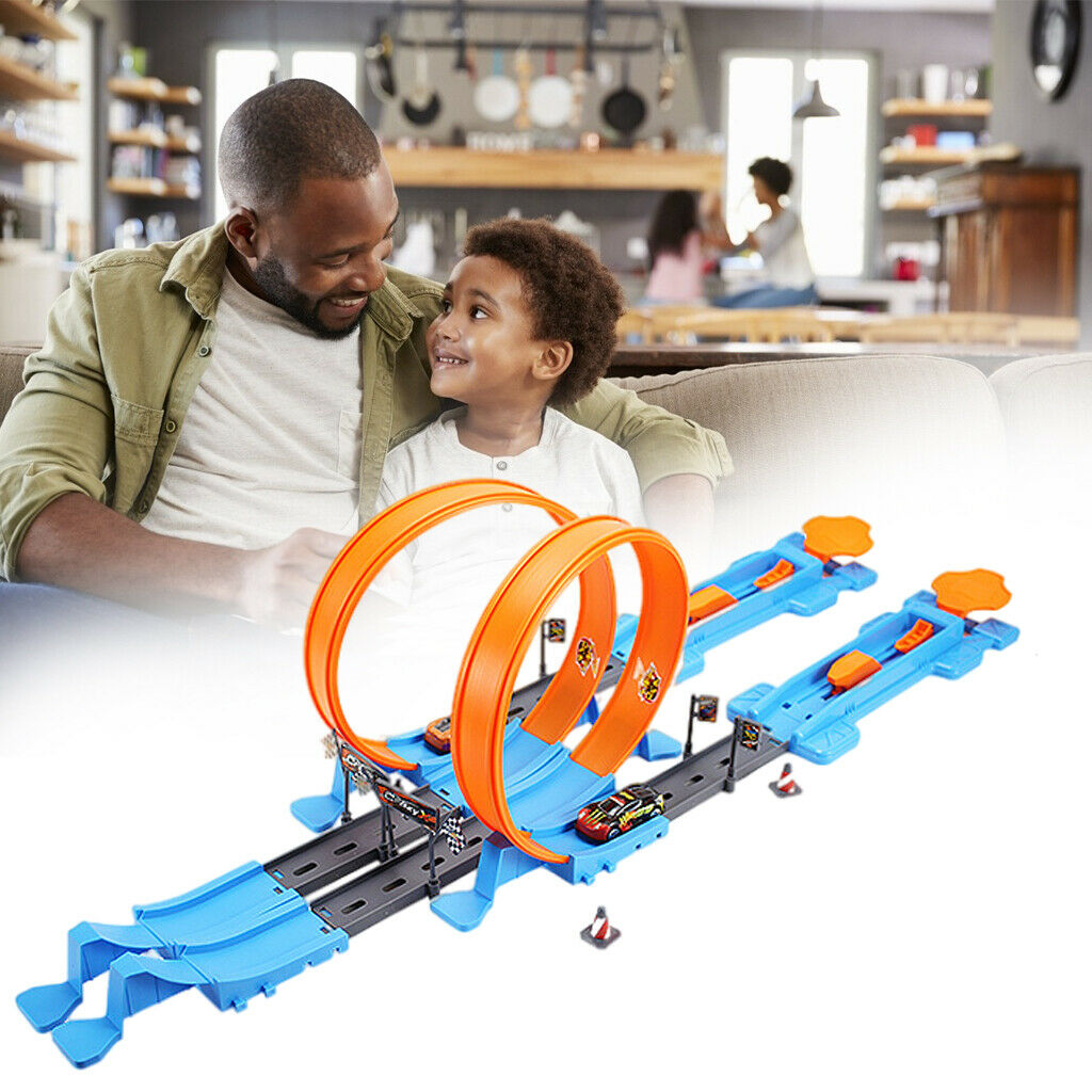 Stunt Car Racing Track DIY Assembled Rail Kits Educational Family 40pcs A