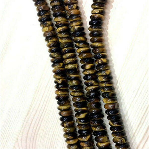 1 Strand/67Pcs 10x6mm Natural Tiger Eye Gem Rondelle Abacus Beads 15.5" HH355