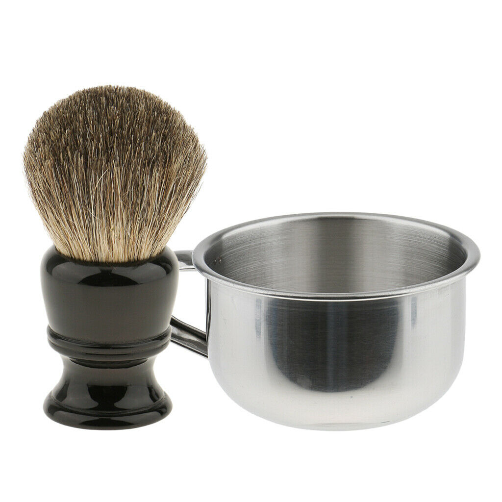 Salon Barber Shave Set Men's Shaving Brush Soap Mug Bowl Face Beard Cleaning
