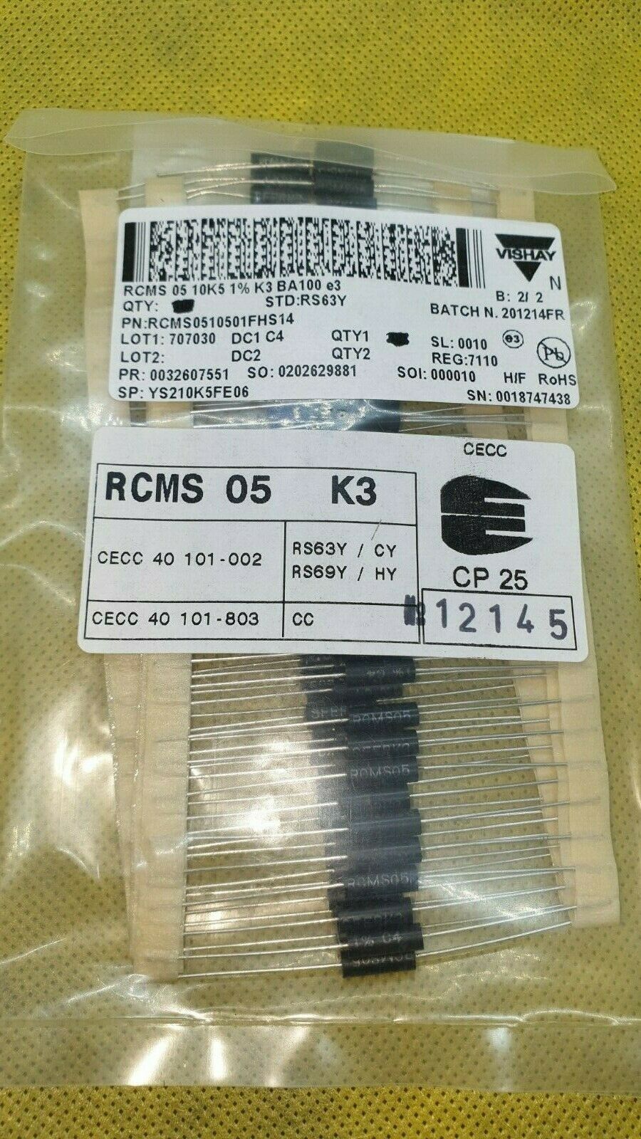 25pcs DALE RCMS 05 10k5 1% TK50 HI END METALFILM NON MAGN RESISTORS FOR AUDIO!