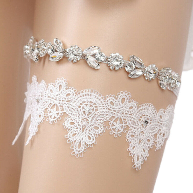 Women Rhinestone Lace Leg Wedding Garter Thigh Ring Belt Bridal Accessories P DD