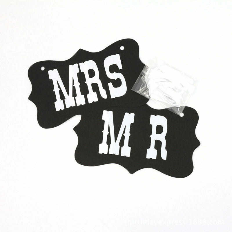 2pcs Mr and Mrs Photo Booth Props,  Chair Signs Wedding Reception Deco.l8
