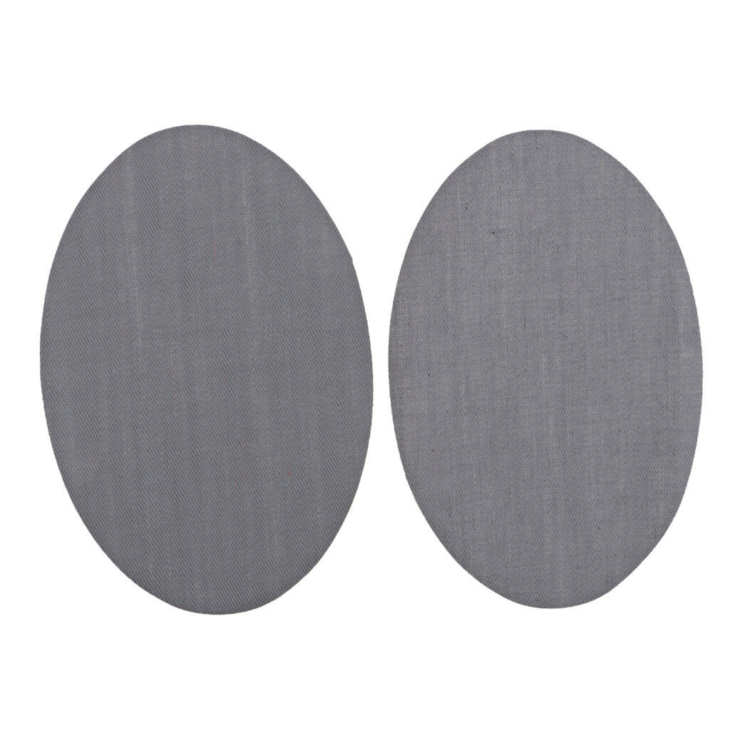 1 Pair Oval Iron/Sew On Patches Elbow Knee Repair Sewing Applique Grey