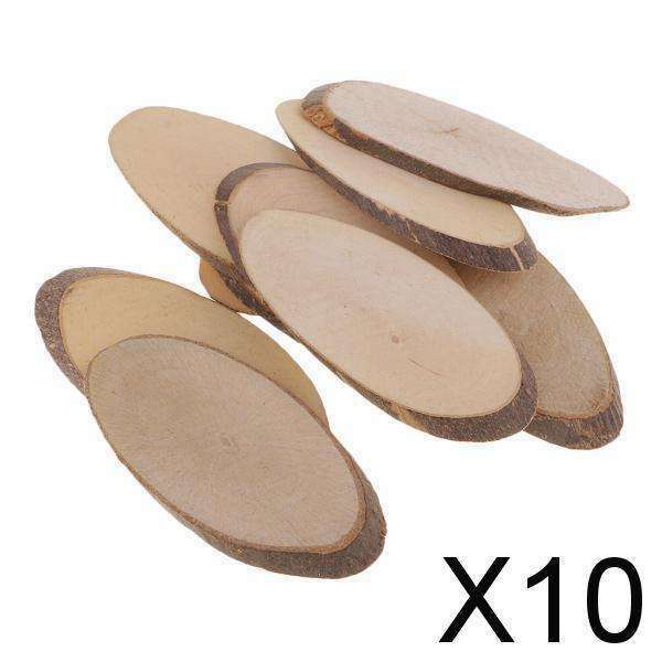 10X 10pcs Unfinished Wood Pieces Rustic Wooden Slices DIY Crafts Ornaments