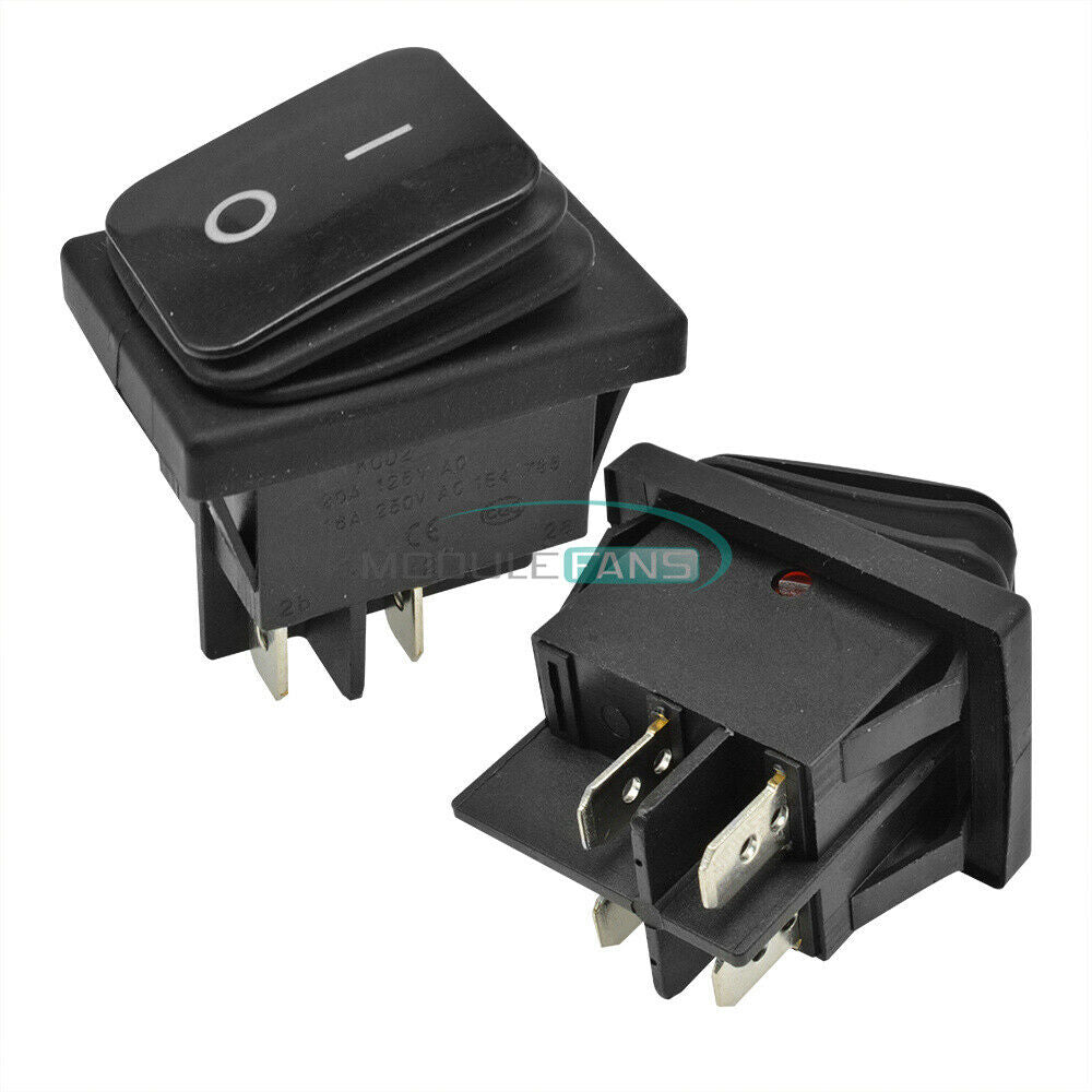 5PCS KCD2 2-Position 4Pin Latching ON/OFF Rocker Boat Terminals Switch 16A 250V