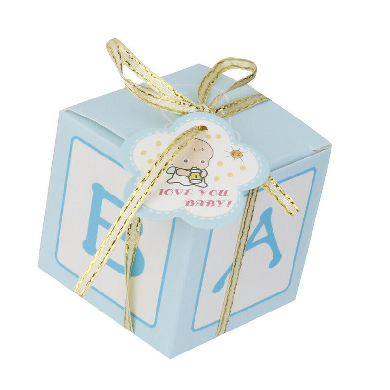 12x Ribbon Paper Box Girl Party Favor Gifts Candy Packing Container Blue