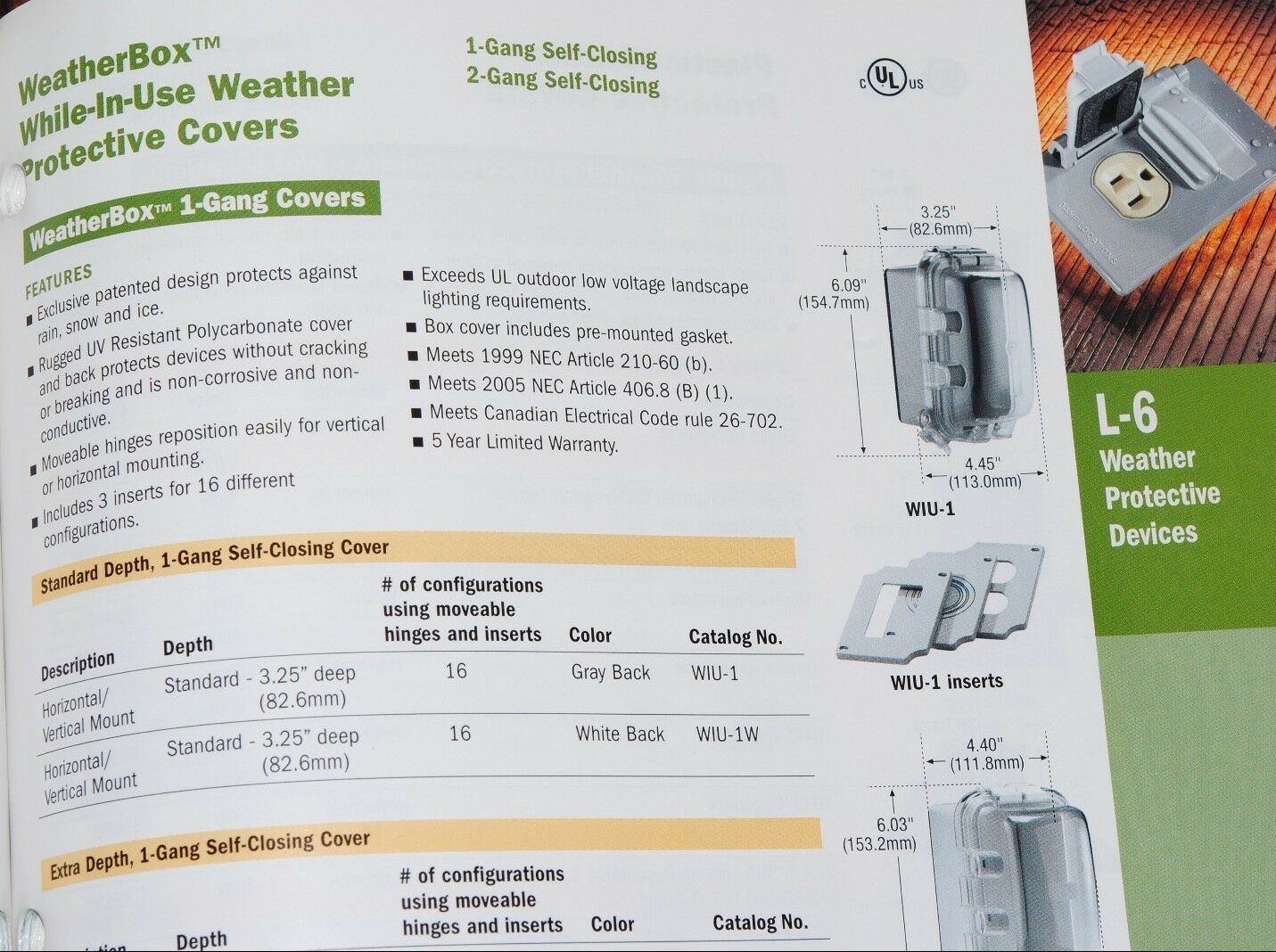1pcs- Cooper Wiring WIU-1 WeatherBOX  1-Gang Self-Closhing Cover - Gray