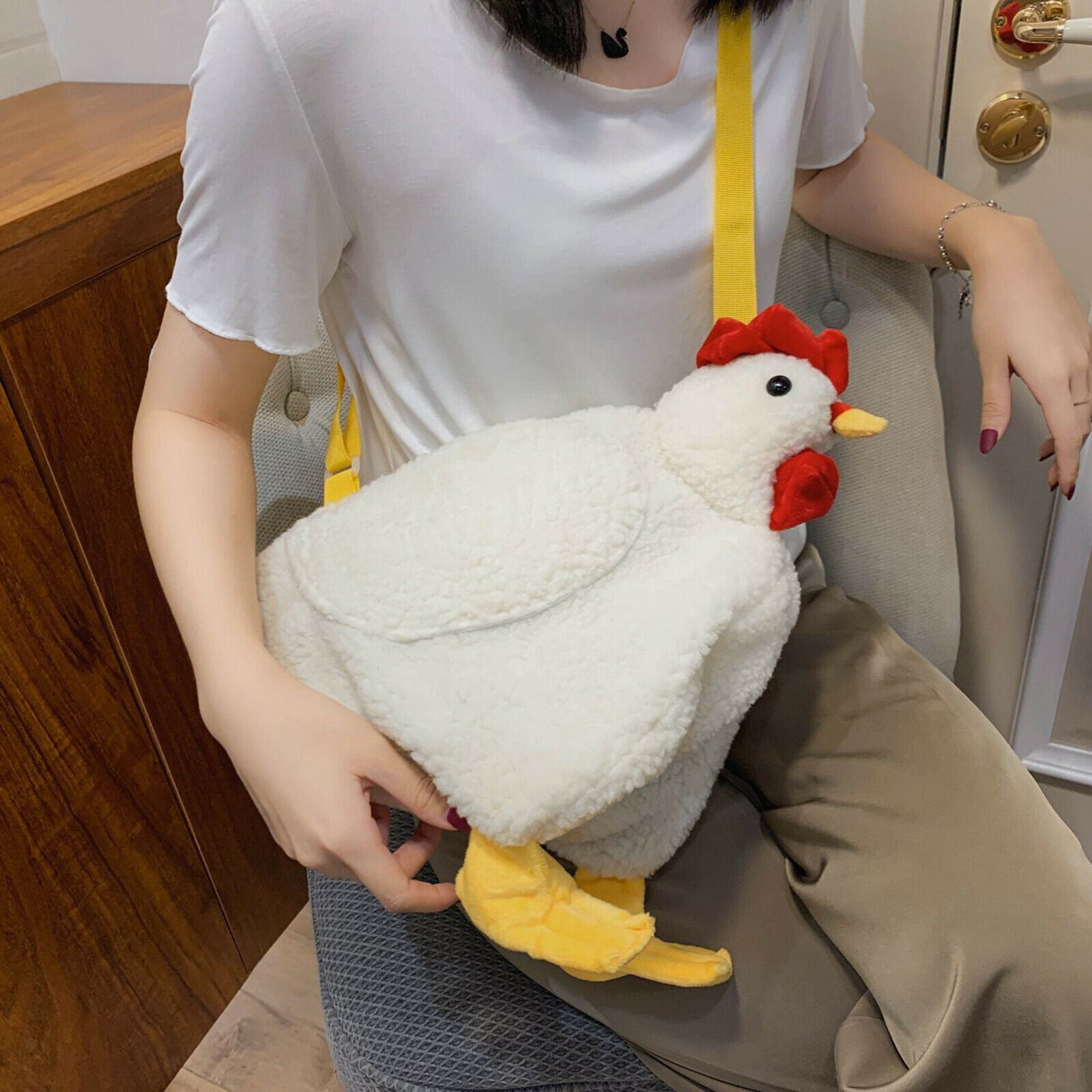 Women cute plush cross body bag shoulder bag tote cartoon rooster