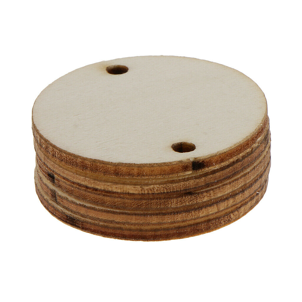 50   Pcs   Unfinished   Predrilled   Wood   Slices   DIY   Pendant   Round   Log