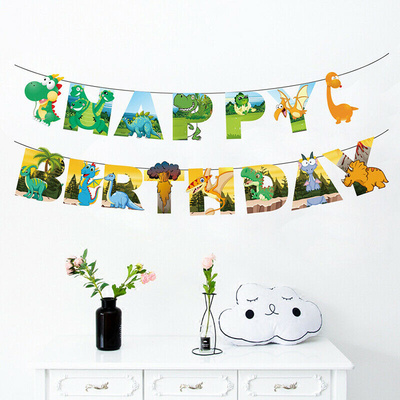Dinosaur Banner Jungle Wild Animal Party Kids Birthday Party Supplies FlagFCA