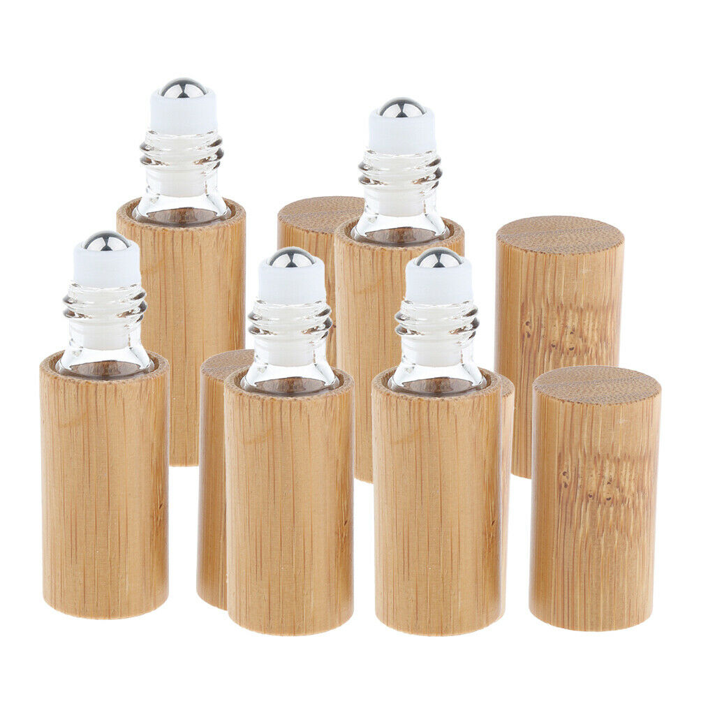 5 lot Handmade Natural Bamboo Essential Oil Roller Bottles Container 5ml