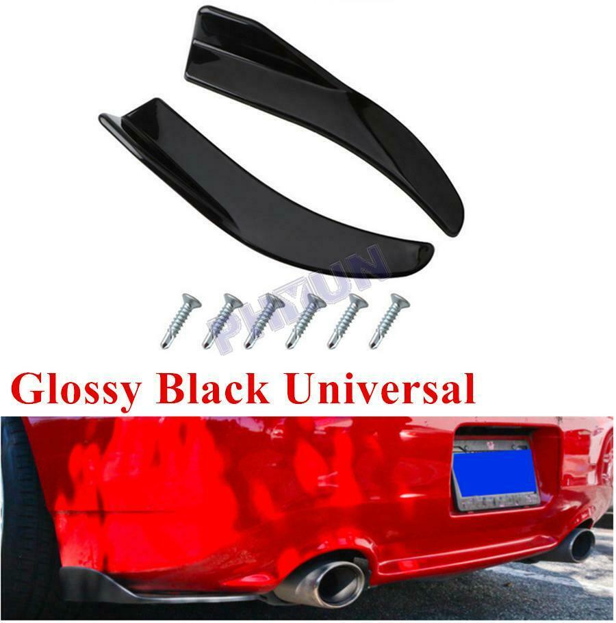2x Glossy Black Car Rear Bumper Spoiler Lip Anti-crash Body Side Skirt Universal