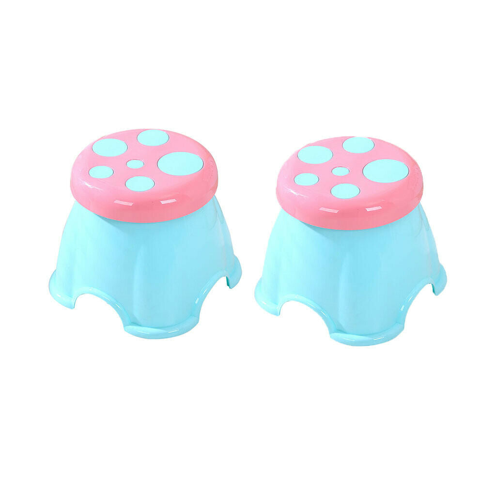 2x Pink Plastic Kids Stackable Footstool Baby Small Chair for Bathroom
