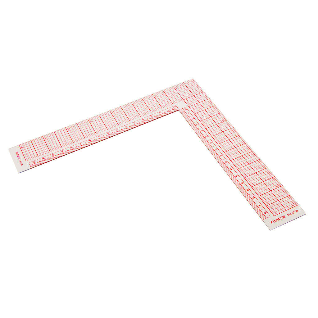 Plastic L-Square Ruler Inch and Metric Ruler Garment Pattern Ruler Craft