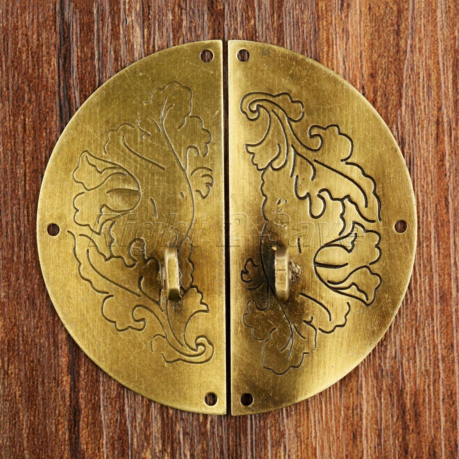 Retro Jewelry Box Latch Catch Hasp 60mm Round Chest Cabinet Clasp Buckle Carved