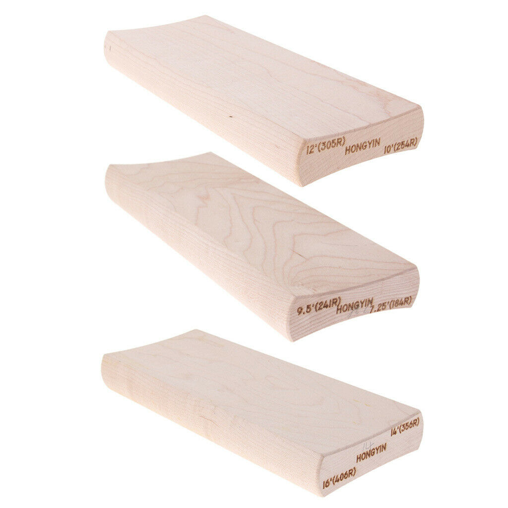 Set of 3 Wooden Radius Sanding Block for Guitar Bass Luthier Tool Parts