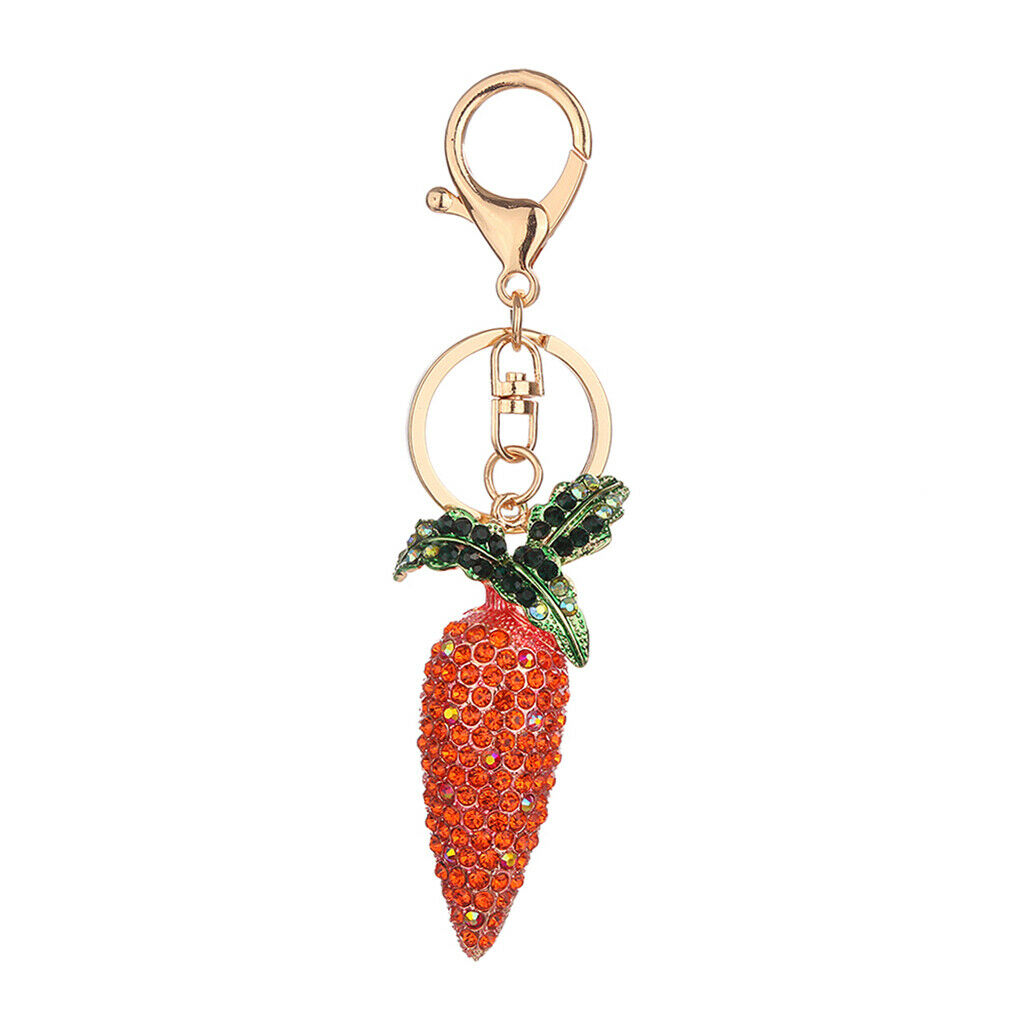 Rhinestone Key Chain Car Key Ring Accessory Crystal Bag Decor Keyring Orange
