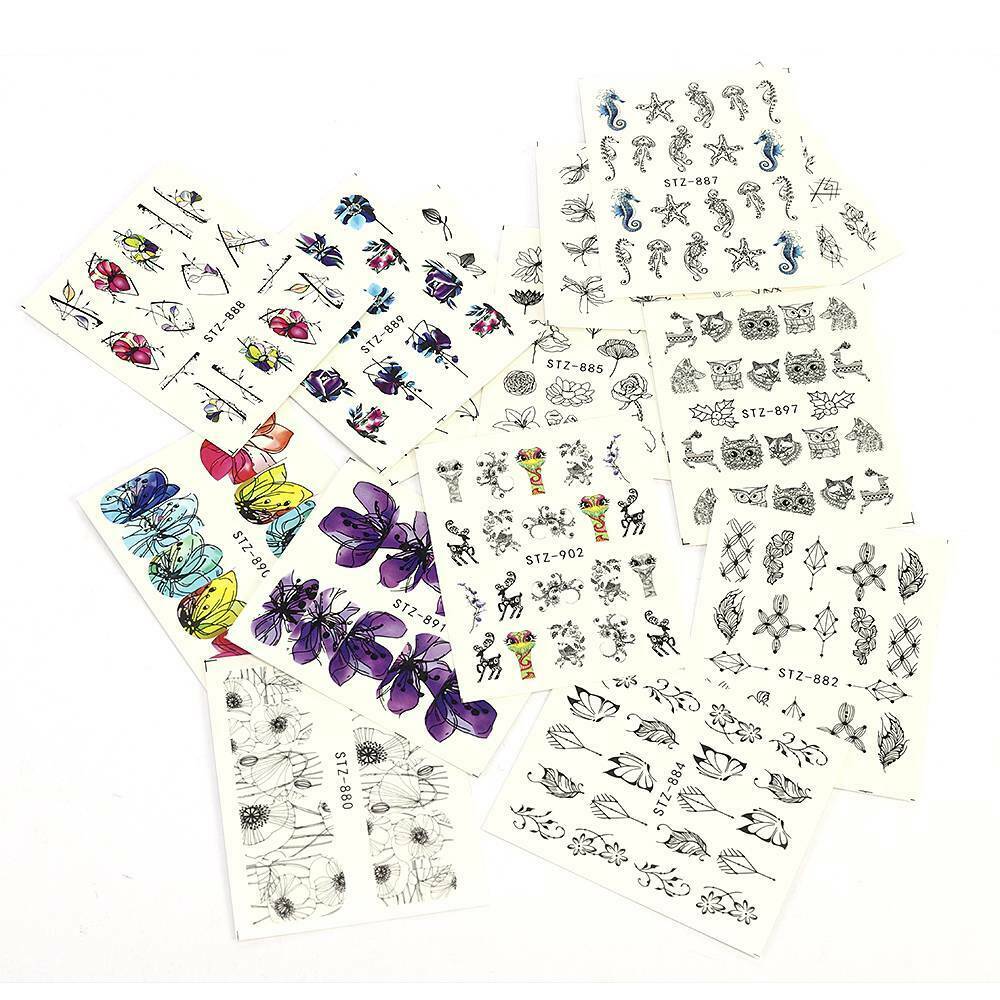 14Pcs Butterfly Nail Stickers Water Transfer Decals Nail Art Decors Tips Art AU