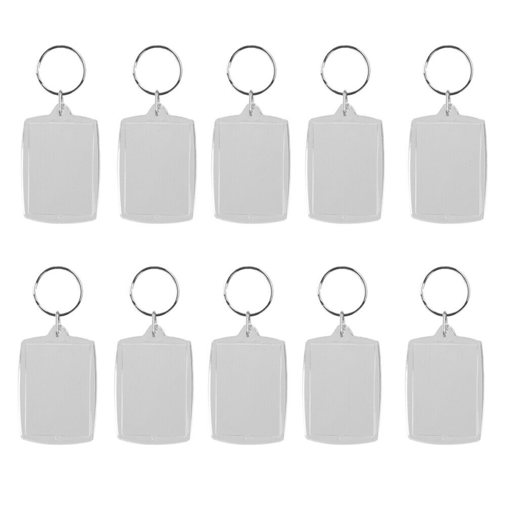 20 Clear Acrylic Hanging Trays with Keychain, Oblong, 40 X 56 Mm, Blank Photo