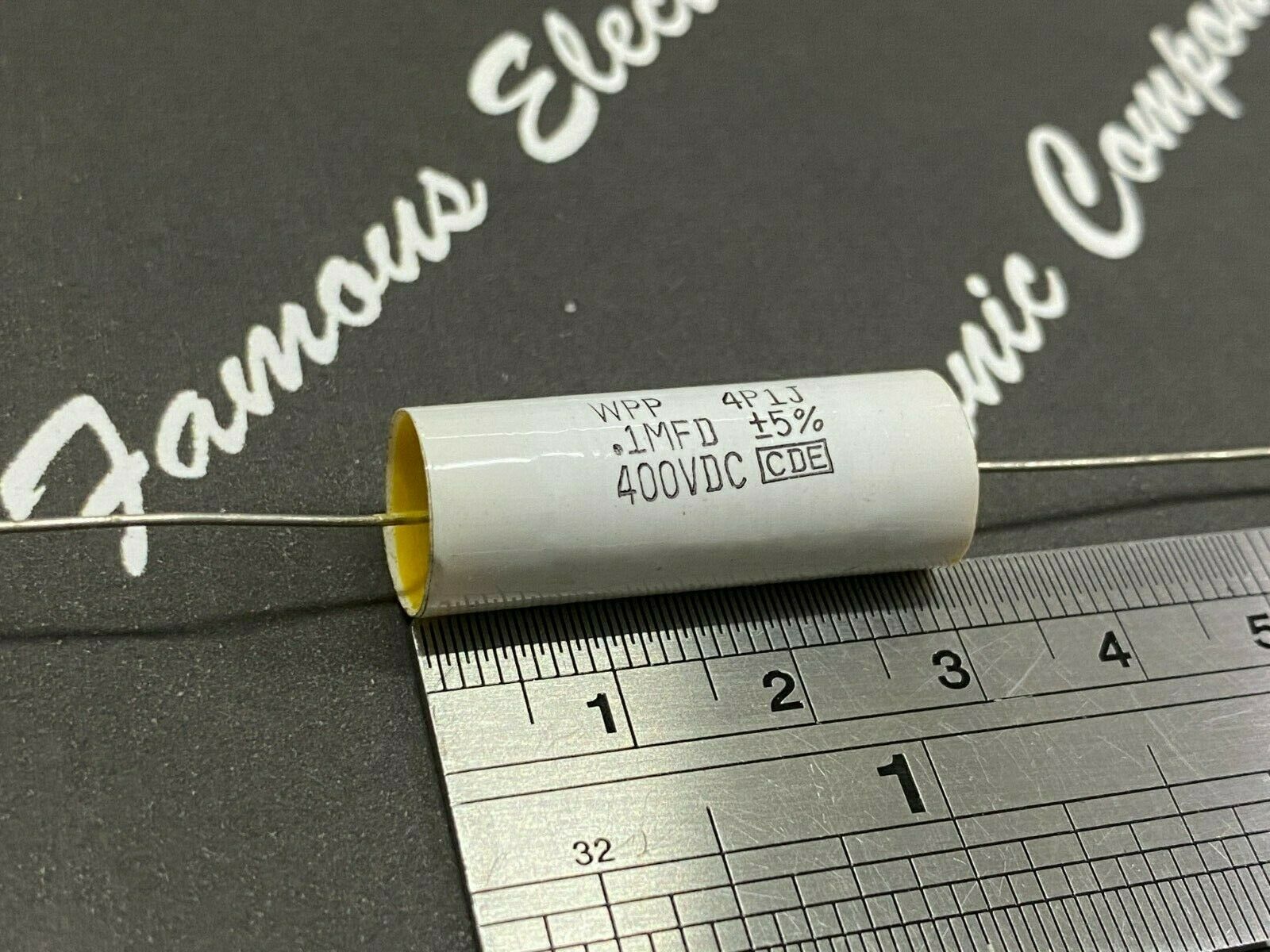 2pcs-Cornell Dubilier (CDE) WPP 0.1uF 400V 5% WPP4P1J Axial Film Capacitor