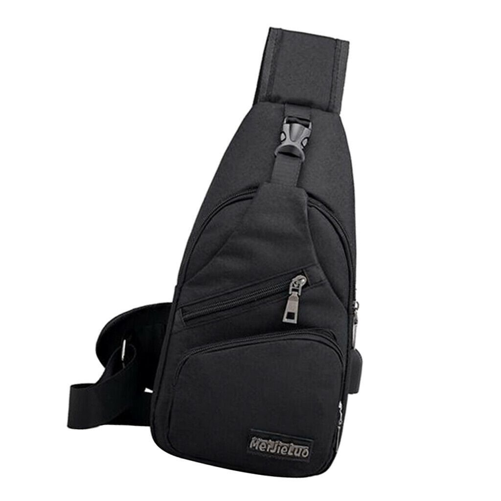 2-pack Male Sling Backpack Sling Bag with USB Charging Port Outdoor Travel