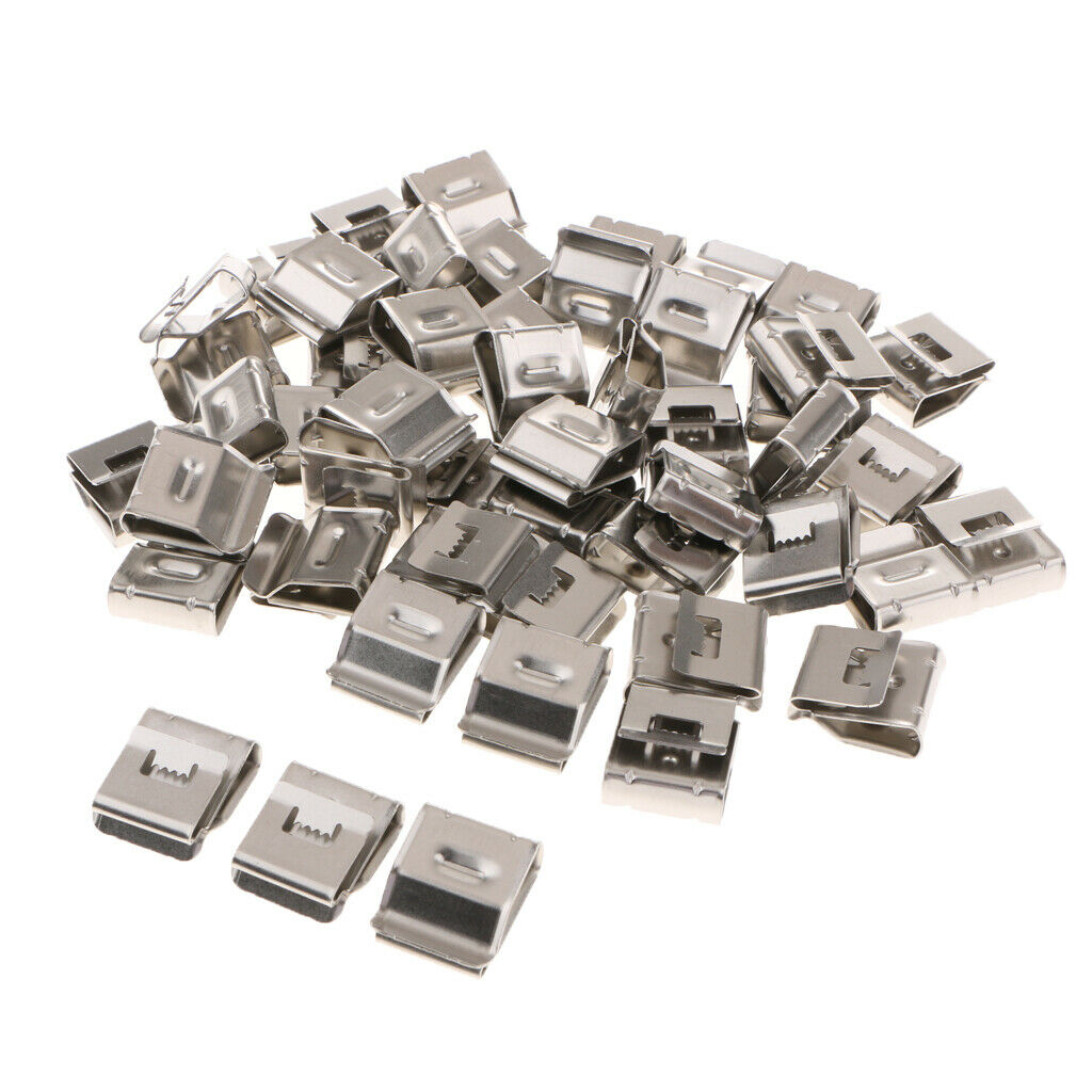 100Pcs Classic PV Type Stainless Steel Wire Clips, Solar Cable Fastener Clips