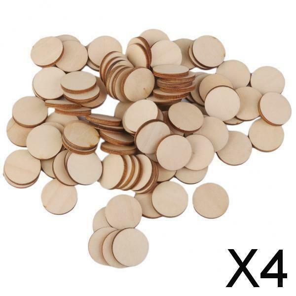 4X Set of 100 Unfinished Wooden Round Discs Slices Scrapbooking DIY Buttons