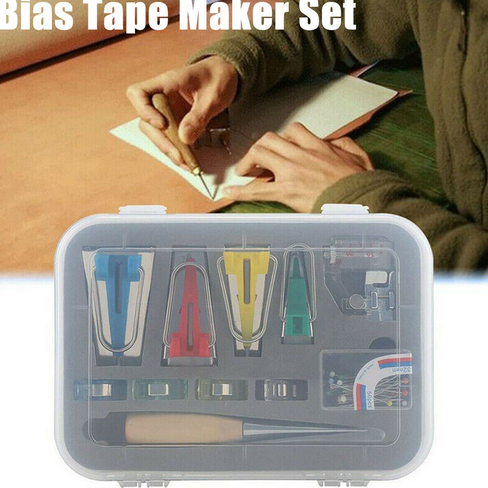 60Pcs/Set Bias Tape Maker Kit for Sewing & Quilting Awl and Binder Foot Tools
