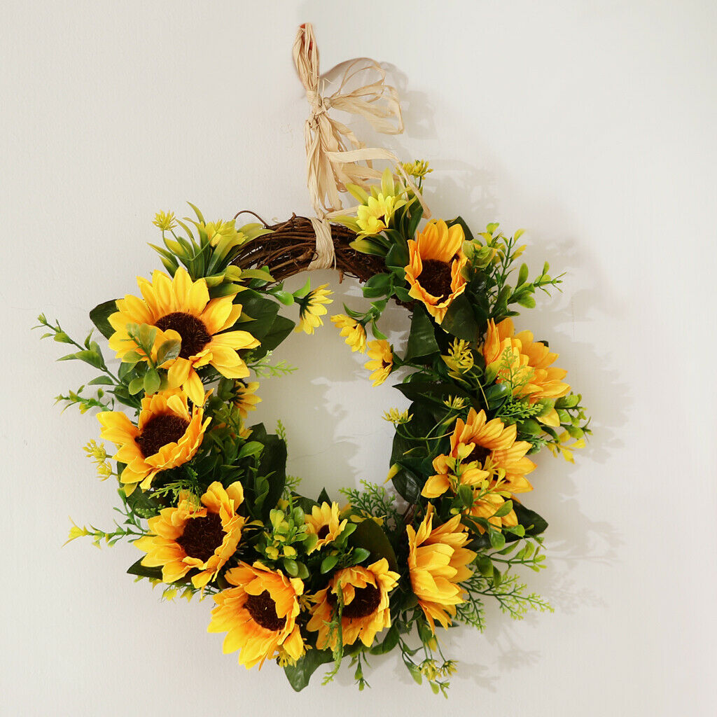 Christmas Artificial Silk Sunflower Wreath Home Front Door Decor