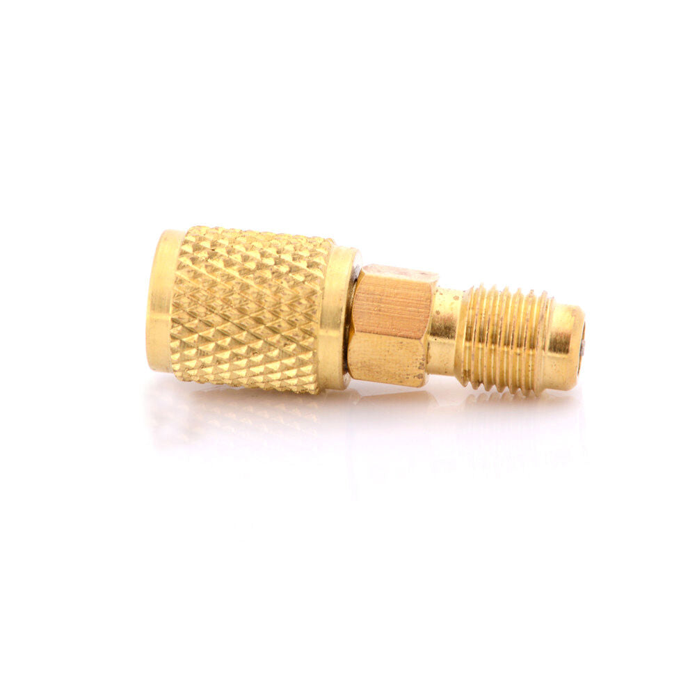 R12 R134A Brass Refrigeration Fitting Adapter 1/4'' To 1/4'' W/Valve Core  Y1