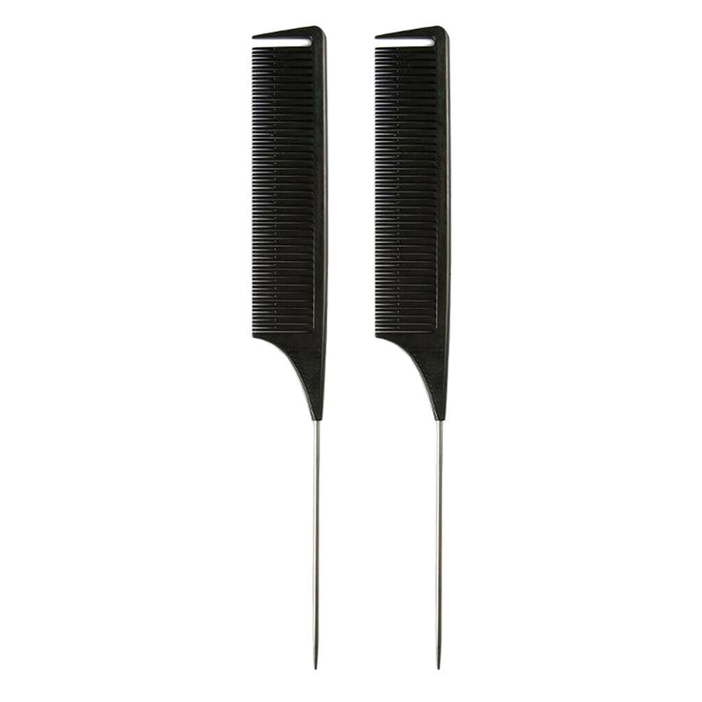 2 Pieces Section Weave Highlighting Foiling Hair Comb for Salon Dyeing Black