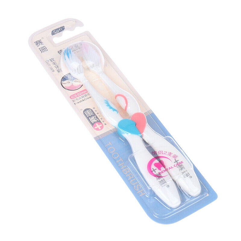 2pcs Soft-bristle Heart Couple Brush Teeth Eco Friendly Adults Toothbru.l8