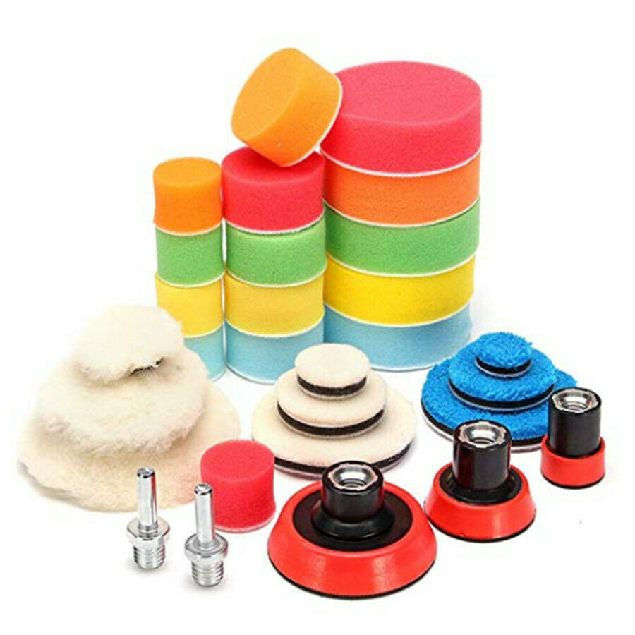 Car Foam Drill Buffing Polishing Woolen Pad Kit 29 PCS 1/2/3 Inch Buffing Pads