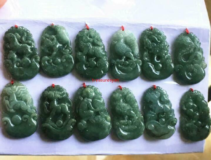 12pcs  Certified 100% Natural A jadeite jade Hand-carved Pendant A+