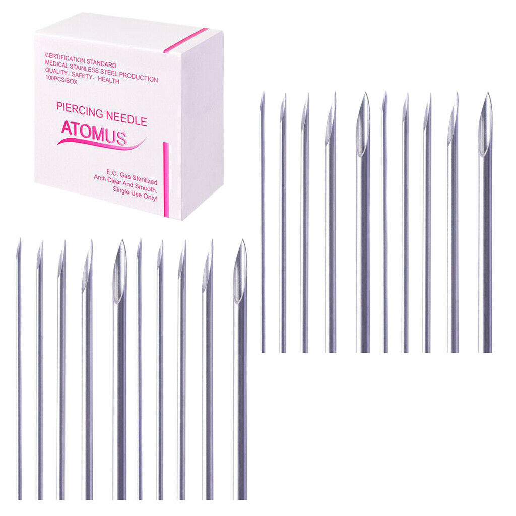 100x Mix Steel Tattoo Body Piercing Needle  12G 14G 16G 18G 20G