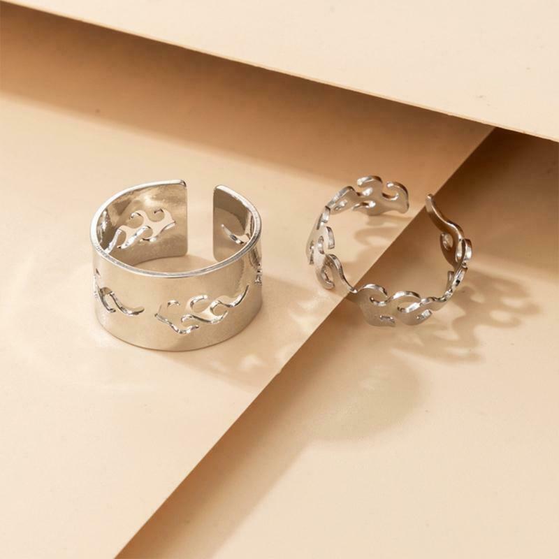 2 Pcs/Lot Women Men Lover Couple Rings Set Friendship Engagement Open Rings