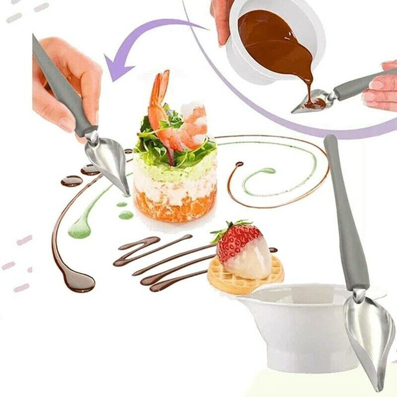 Culinary Ding Decorating Spoon Set, 2 Pcs Saucier Drizzle Spoons,Decorating PeU3