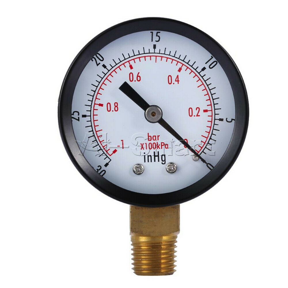 Digital Manometer 0~-30inHg 0~-1bar Mini Dial Air Vacuum Pressure Gauge Meter
